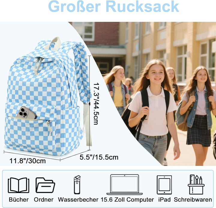 Schulrucksack Mädchen Teenager Damen Schultasche Rucksack Set Schulranzen für Mädchen Schule 3-teili