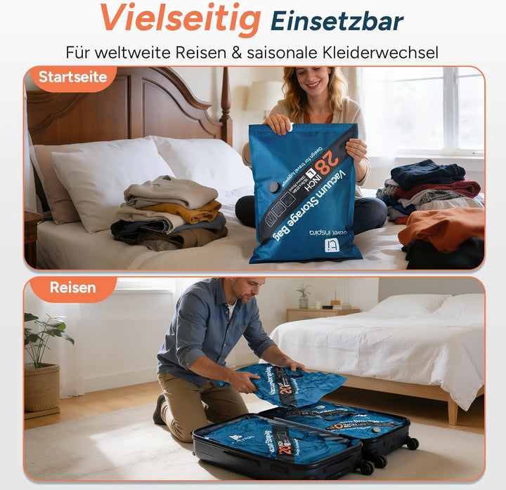 travel inspira Vakuumbeutel für Kleidung mit Elektrischer Pumpe, 15er Set, Platzsparend & Wiederverw