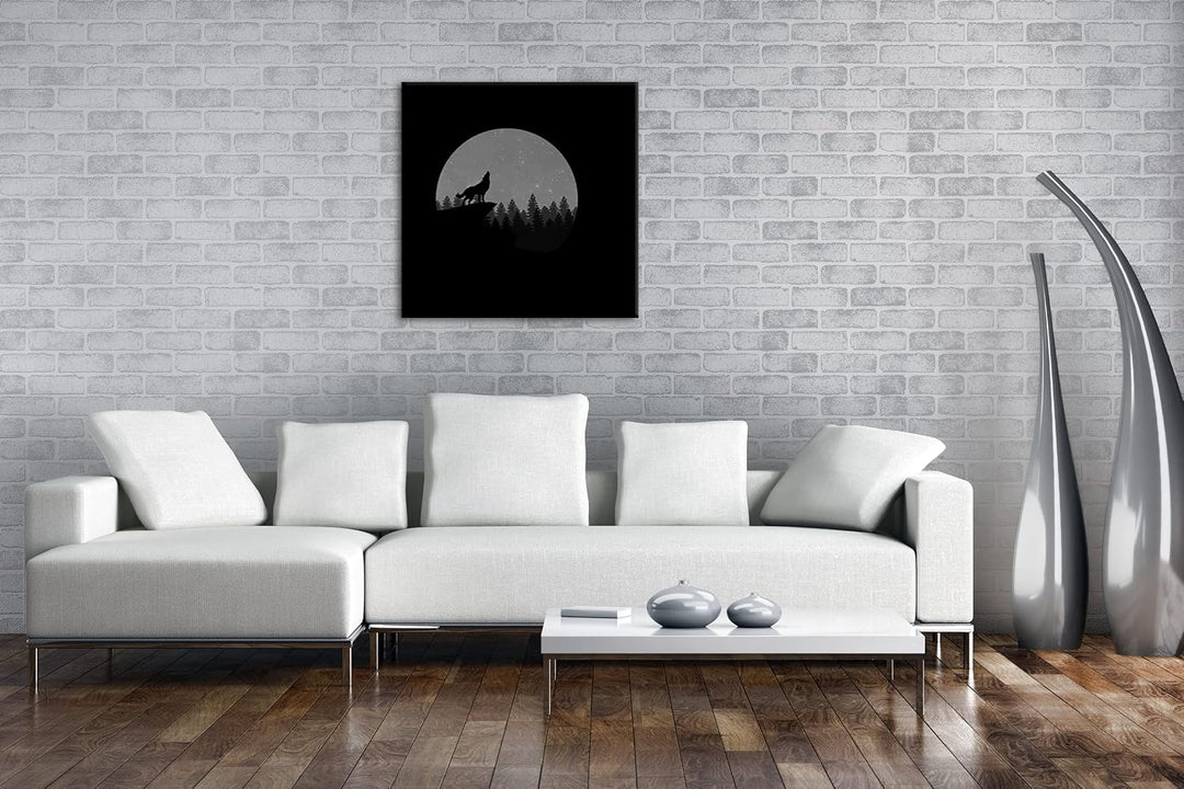 düsterer einsamer Wolf Format: 60x60 Effekt: Schwarz&amp;Weiss als Leinwandbild, Motiv fertig gerahmt au