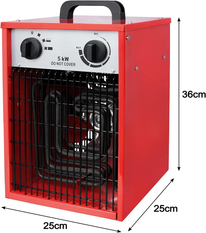 Aufun 5KW Heizlüfter, Profi-Industrie Elektroheizer Heizgerät mit 3 Heizstufen MK02-50H, Überlastsch