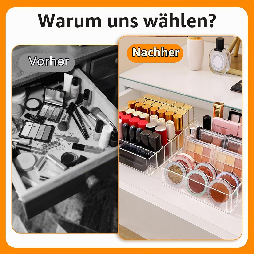 2 Stück Makeup Organizers für Schminktisch mit 7 Fächer, Acryl Lidschatten Palettenhalter Organizer,