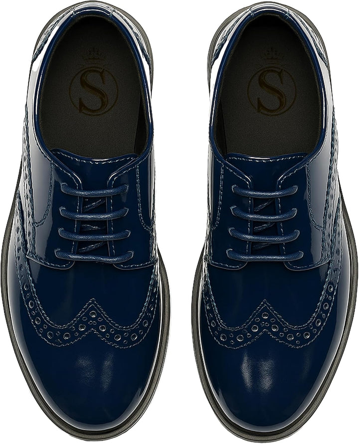 Jungen Kunstleder Lack Brogue Abendschuhe Schnürschuhe formelle Hochzeit Pagenkopf Schuhe 22 EU Mari