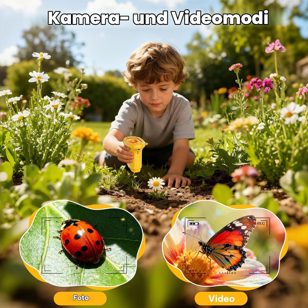 Handmikroskop für Kinder, 1000X Zoom Digitales USB-Mikroskope mit 2,4-Zoll-IPS-Bildschirm, Tragbare