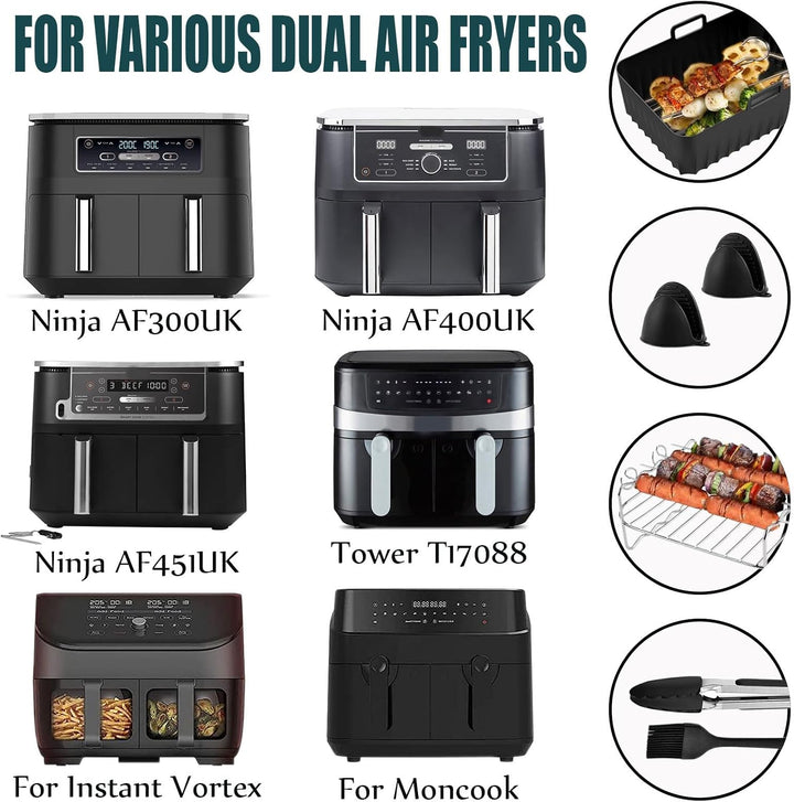 Heissluftfritteuse Zubehör für Ninja-8 Stück Airfryer Zubehör für Ninja Foodi Max Dual Zone AF400EU/