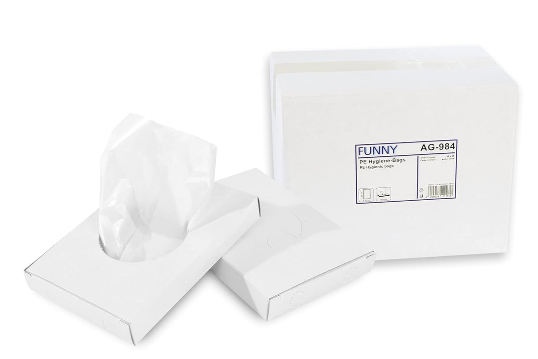 Funny Hygiene-Bags weiss, 48 Boxen a 25 Bags, 1er Pack (1 x 48 Stück) & Hygienebeutel-Spender - Farb