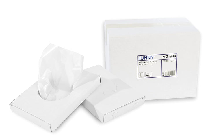 Funny Hygiene-Bags weiss, 48 Boxen a 25 Bags, 1er Pack (1 x 48 Stück) & Hygienebeutel-Spender - Farb