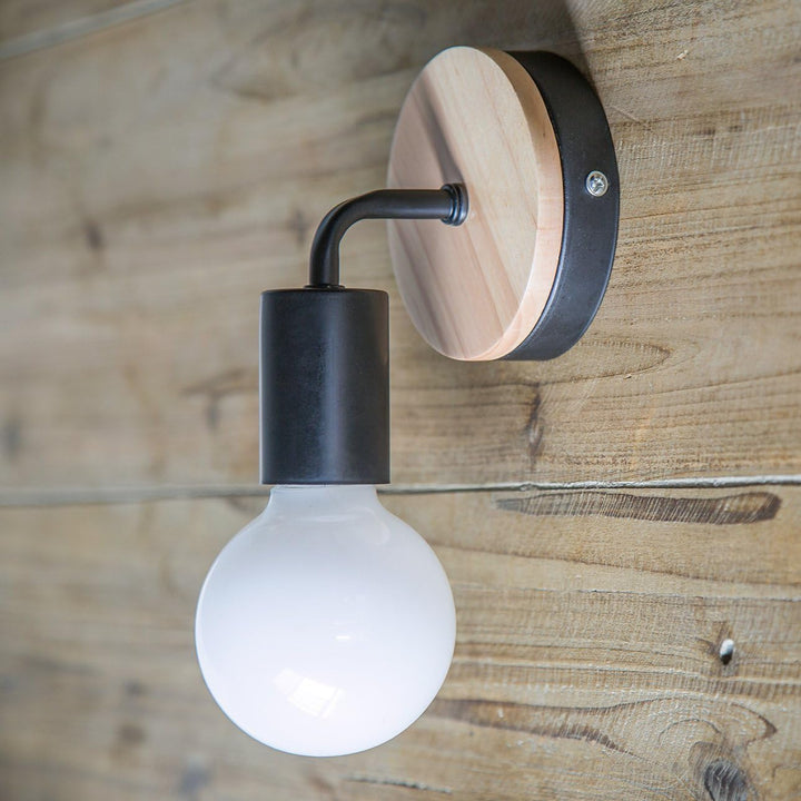 2 Pack Einfach Schwarze Wandleuchte Up/Down Indoor Holz dekorative Lampe Uplighter Downlighter, rust