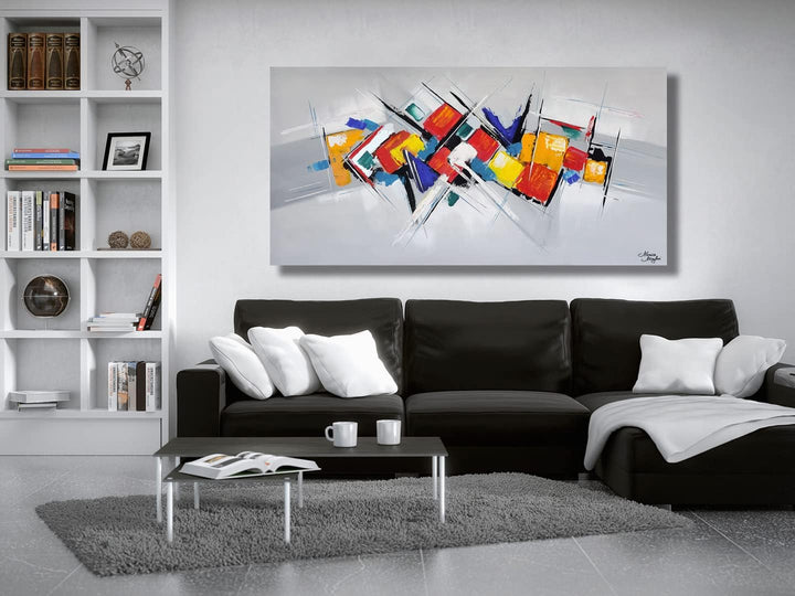 Monica Mirafiori I 100% HANDGEMALT I Gemälde Würfel 100x50cm | Gemälde Handgemalt | Acrylgemälde | S