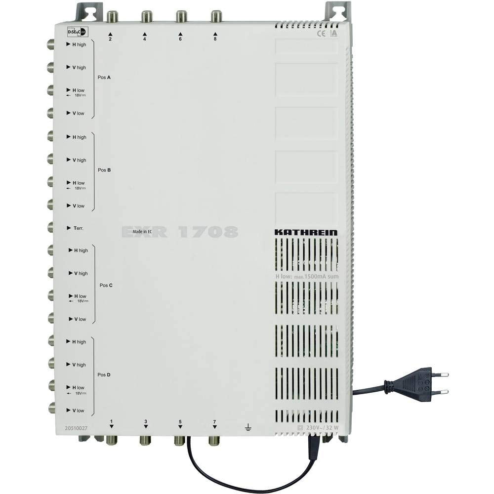 Kathrein EXR 1708 Satelliten-ZF-Verteilsyste Multischalter (4 Satelliten, 17 auf 8 Teilnehmeranschlü