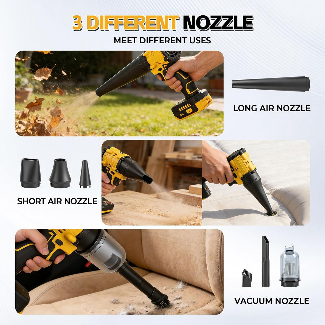 Akku-Staubwedelgebläse für Dewalt 18V 20V Akku, 2-in-1 Handstaubsauger und Akku-Laubbläser, 85000 U/