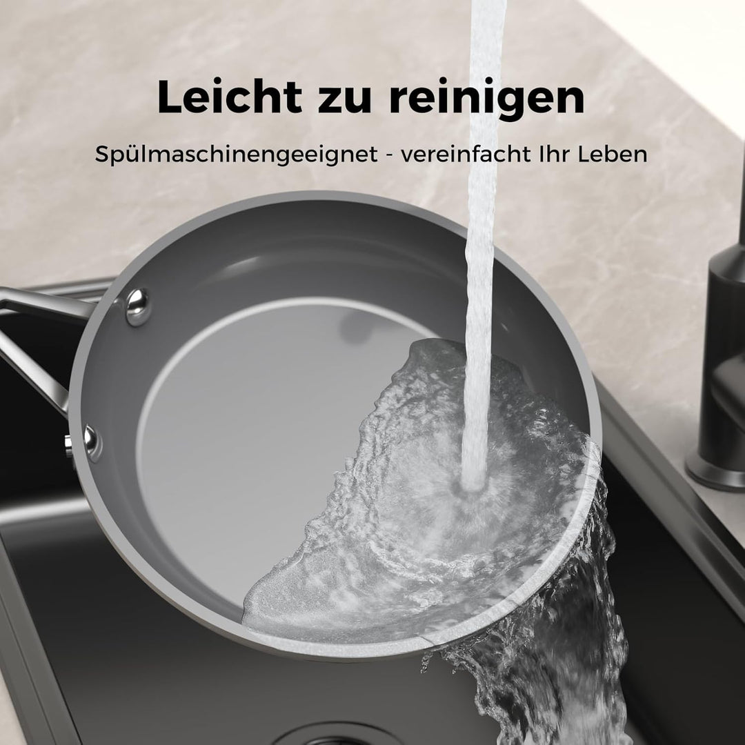 Bratpfanne 28 cm Keramik mit Diamant-Titan-Antihaftbeschichtung, Induktionsgeeignet, PTFE-frei PFOA-