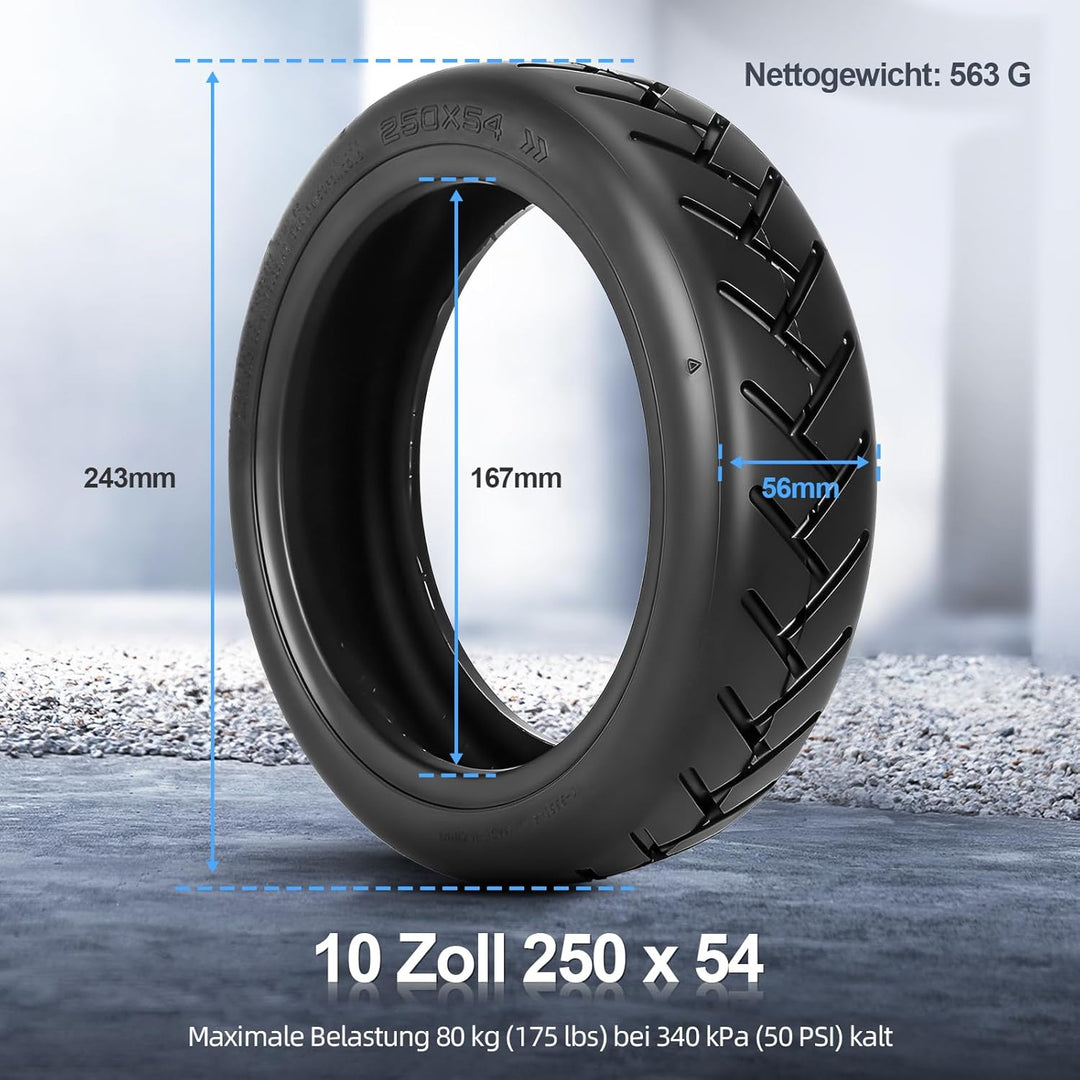 VOLOHAS 250 * 54 schlauchloser Reifen 10 Zoll Tubeless Reifen für Xiaomi 4Pro/4Lite Elektroroller Zu