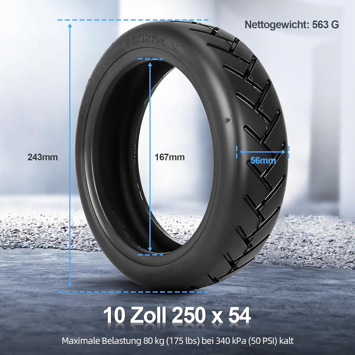 VOLOHAS 250 * 54 schlauchloser Reifen 10 Zoll Tubeless Reifen für Xiaomi 4Pro/4Lite Elektroroller Zu