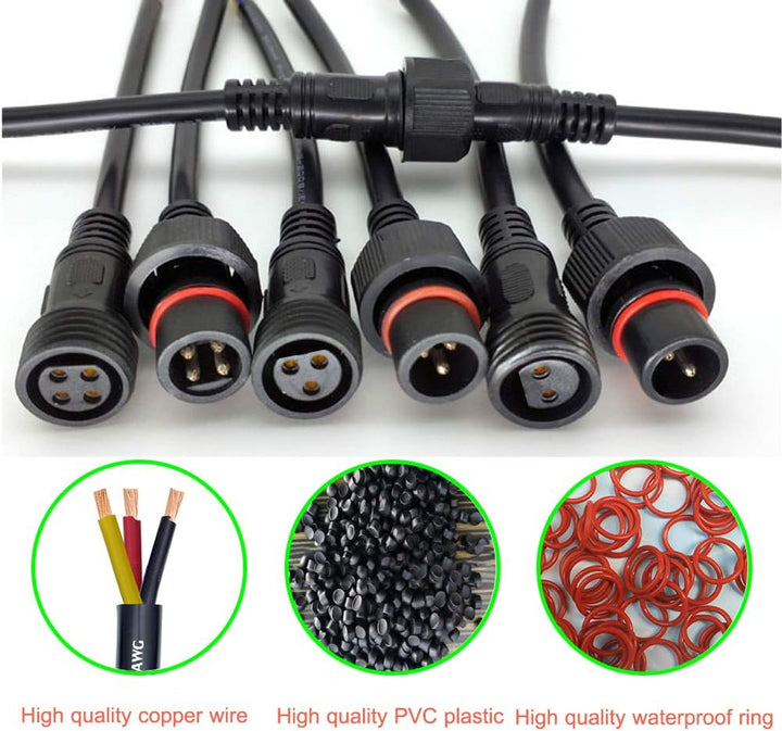 3pin wasserdichte Anschlüsse,Male Female Plug LED Steckverbinder, 3Pin 3Core Waterproof IP68 Steckve