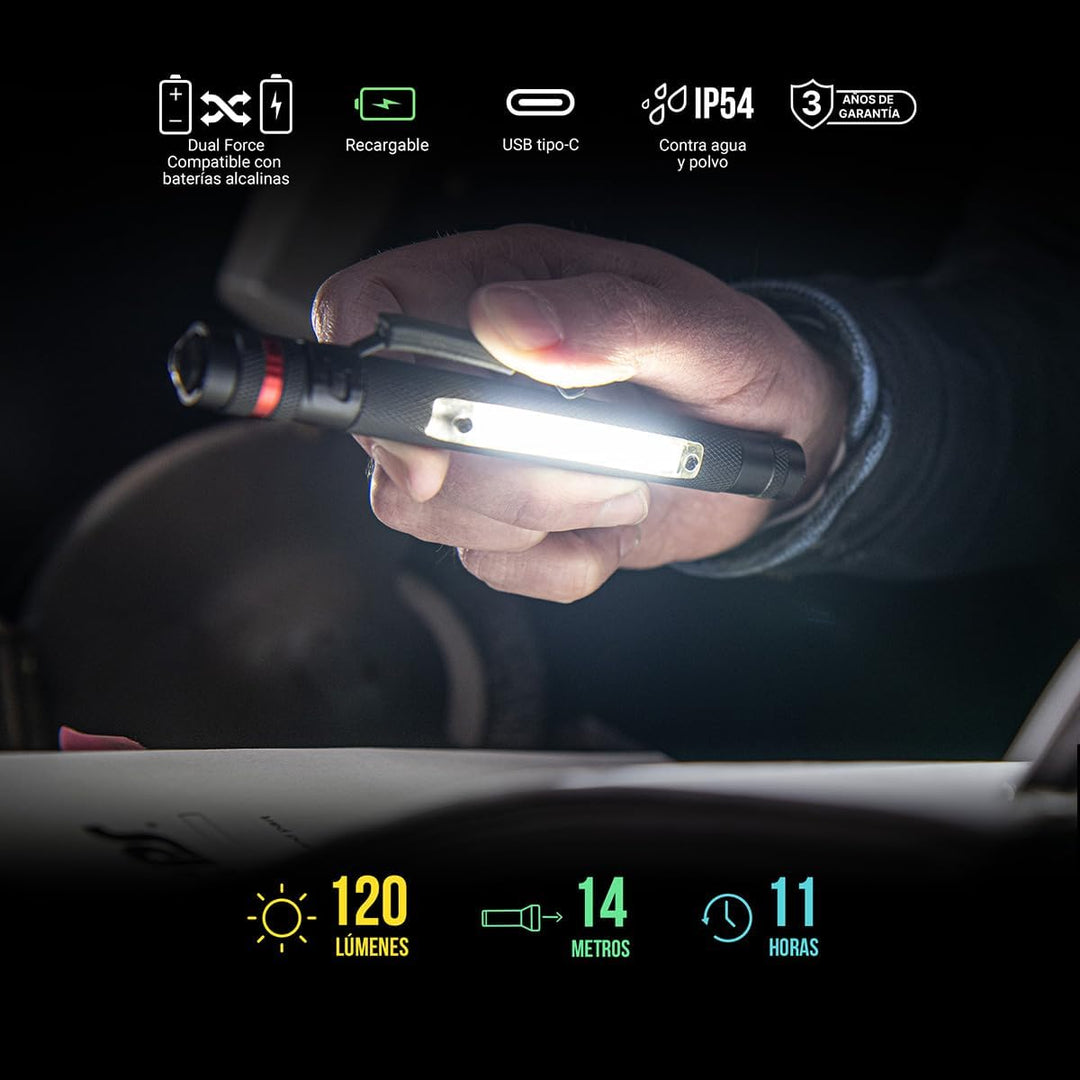 Coast G23 120 Lumen Dual Power Magnetisches LED Stiftlampe mit C.O.B. Flächenlicht