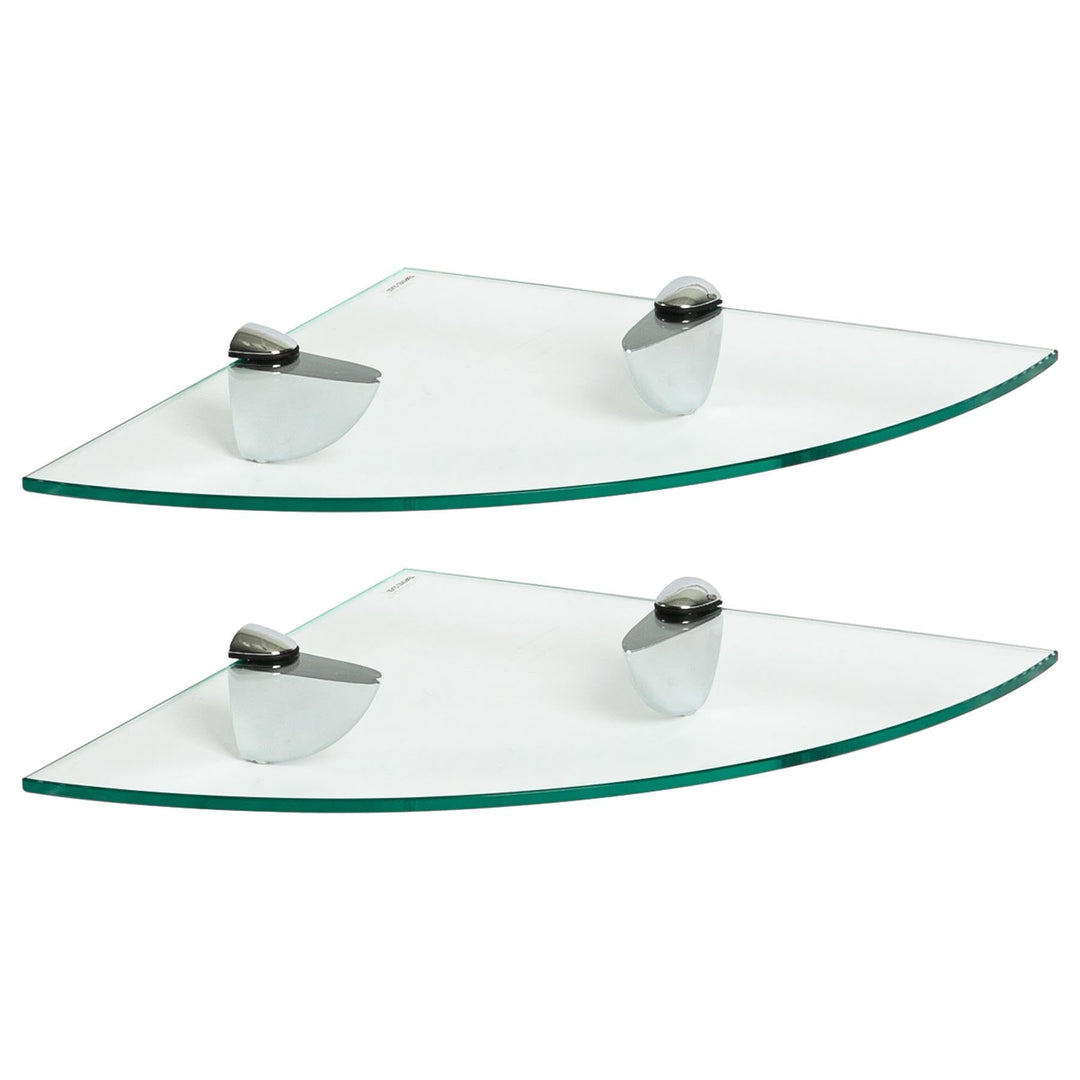Harbour Housewares 2X Klar 30cm Schwebende Eckregale aus Glas - Badezimmer Dusche Küche Regale Lager
