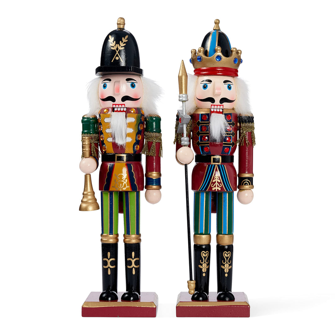 THE TWIDDLERS 2 Grosse Holz Weihnachten Nussknacker Figuren, 30cm - Klassische Weihnachtsdekoration