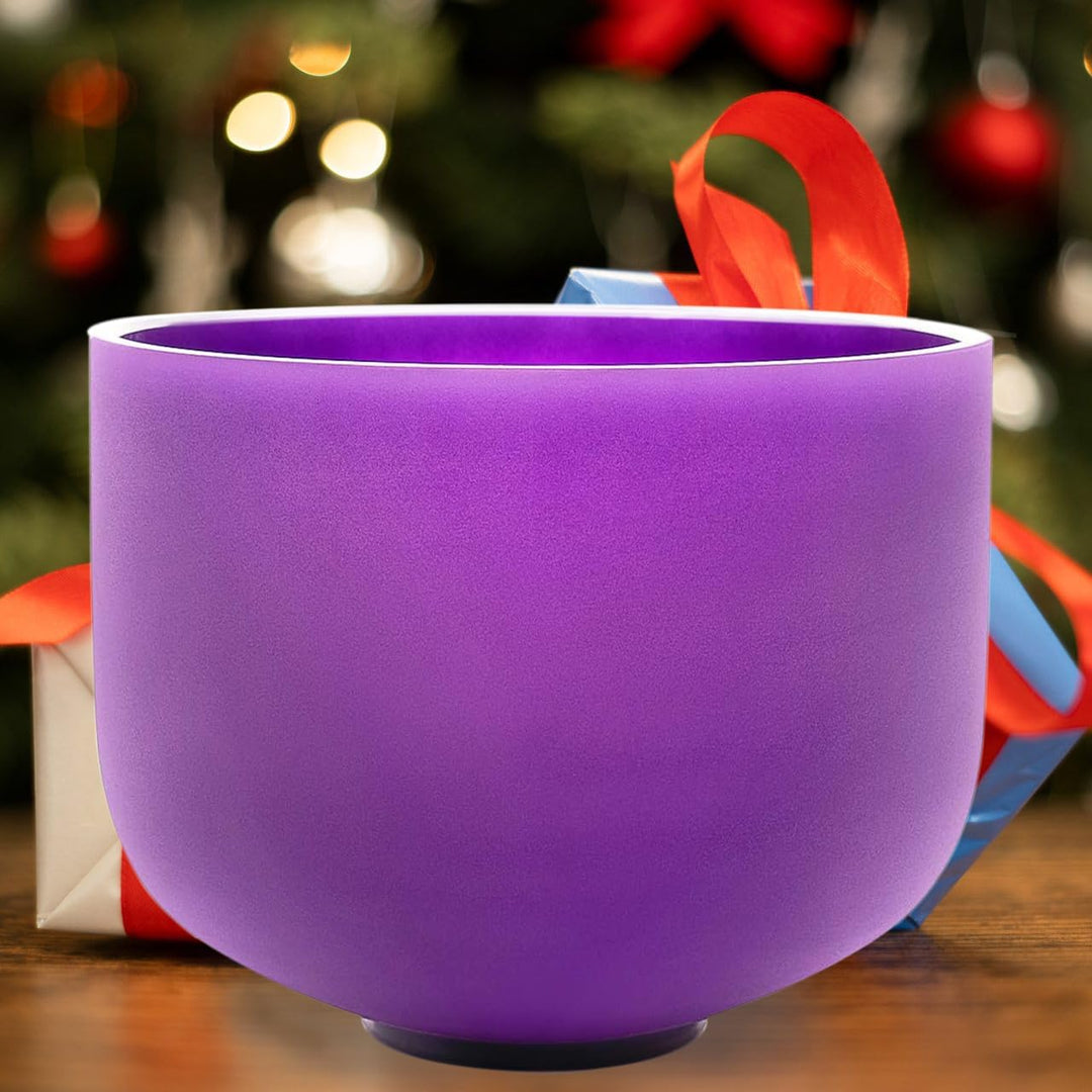 KVKA 20cm Klangschalen, 432Hz B note 8 inch Violett Chakra Klangschale für Yoga Meditation Sound Hea