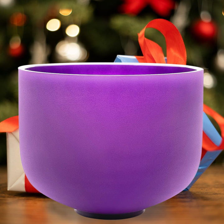 KVKA 20cm Klangschalen, 432Hz B note 8 inch Violett Chakra Klangschale für Yoga Meditation Sound Hea