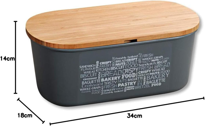 Kesper | Brotbox, Material: Melamin, Bambus, Masse: B: 34 x H: 14 x T: 18 cm, Farbe: Grau, Braun | 5