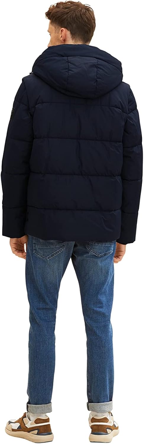 TOM TAILOR Herren puffer jacket with hood S 10668 - Sky Captain Blue, S 10668 - Sky Captain Blue