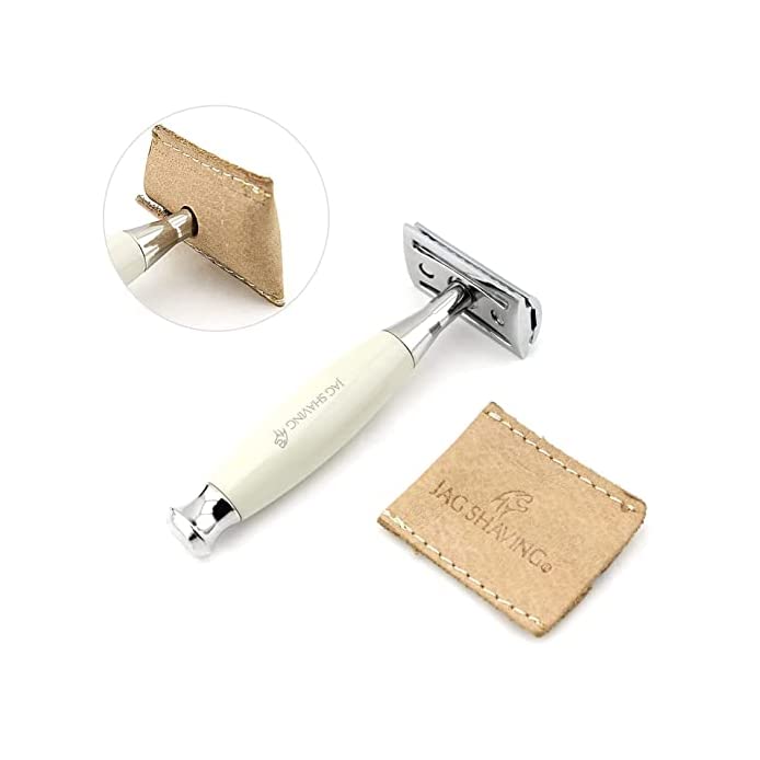Jag Shaving Rasierhobel-Set – Double Edge Rasierklingen Rasierhobel – Lederetui – für Rasierhobel –