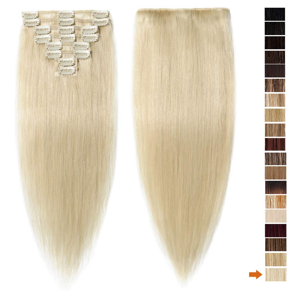 SEGO Extensions Clip in Echthaar Echthaar 8 Pcs Haarverlängerung Haarteil natürliches glatt Remy Haa