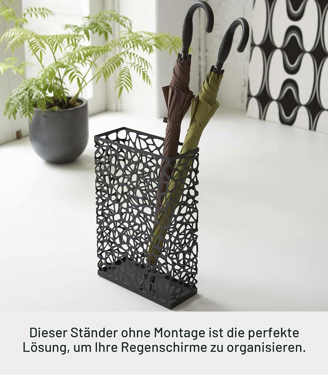 YAMAZAKII Schirmständer, Stahl, Schwarz, L, Schwarz