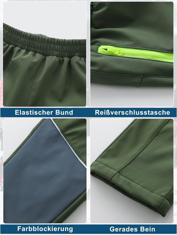 Zzkouine Kinder Softshellhose Schneehose Skihose Warme Hosen Jungen Mädchen Winterhose Outdoorhose W