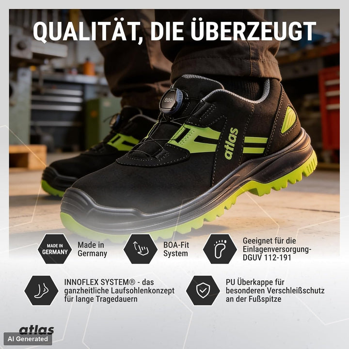 Atlas Flash 5255 XP Boa ESD Gr. 36-49 45/49 EU Schwarz Gelb, 45/49 EU Schwarz Gelb
