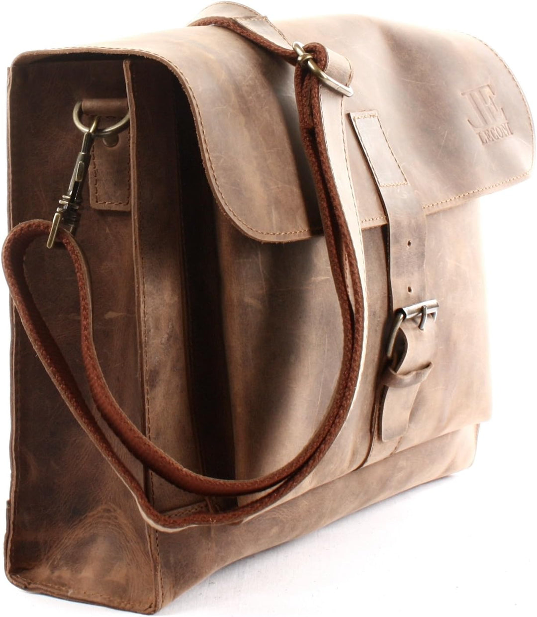 LECONI Messenger Bag DIN A4 Aktentasche Damen Herren Ledertasche Vintage Leder 38x29x11cm LE3054 Bra