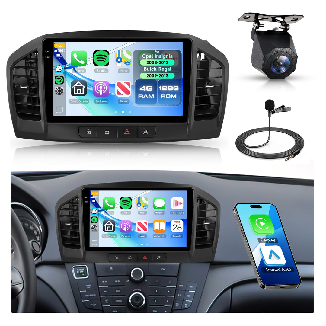 Rimoody 4G+128G Android Autoradio für Opel Insignia 2008-2013 für Buick Regal 2009-2013, 9 Zoll IN-C