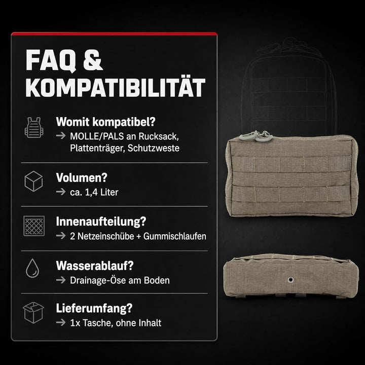 Zentauron MOLLE Utility Pouch Horizontal 1,4L – Cordura Tasche für Rucksäcke, Plattenträger & Schutz