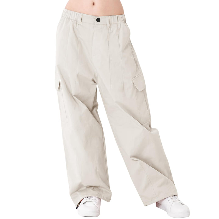 Rolanko Mädchen Cargohose, Baumwoll Baggy Hose mit Elastischer Taille und Mehreren Taschen für Kinde