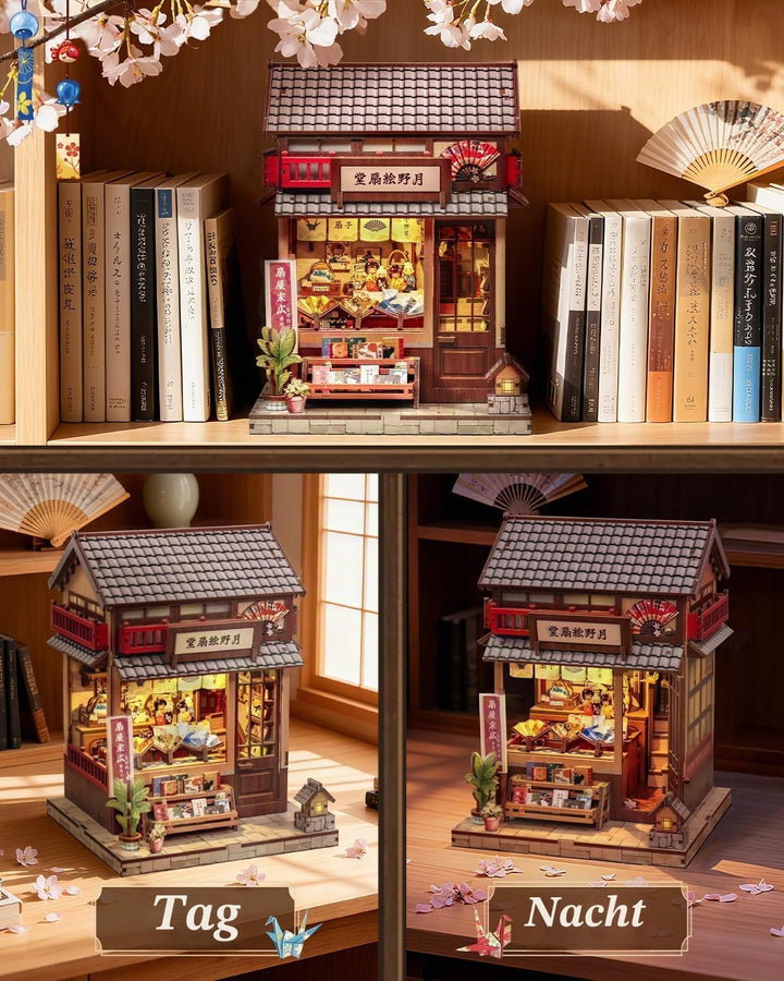 Book Nook Kit - Miniatur Puppenhaus mit LED: 3D Holz-Puzzle Buchstütze, Retro-Deko für Bücherregal,