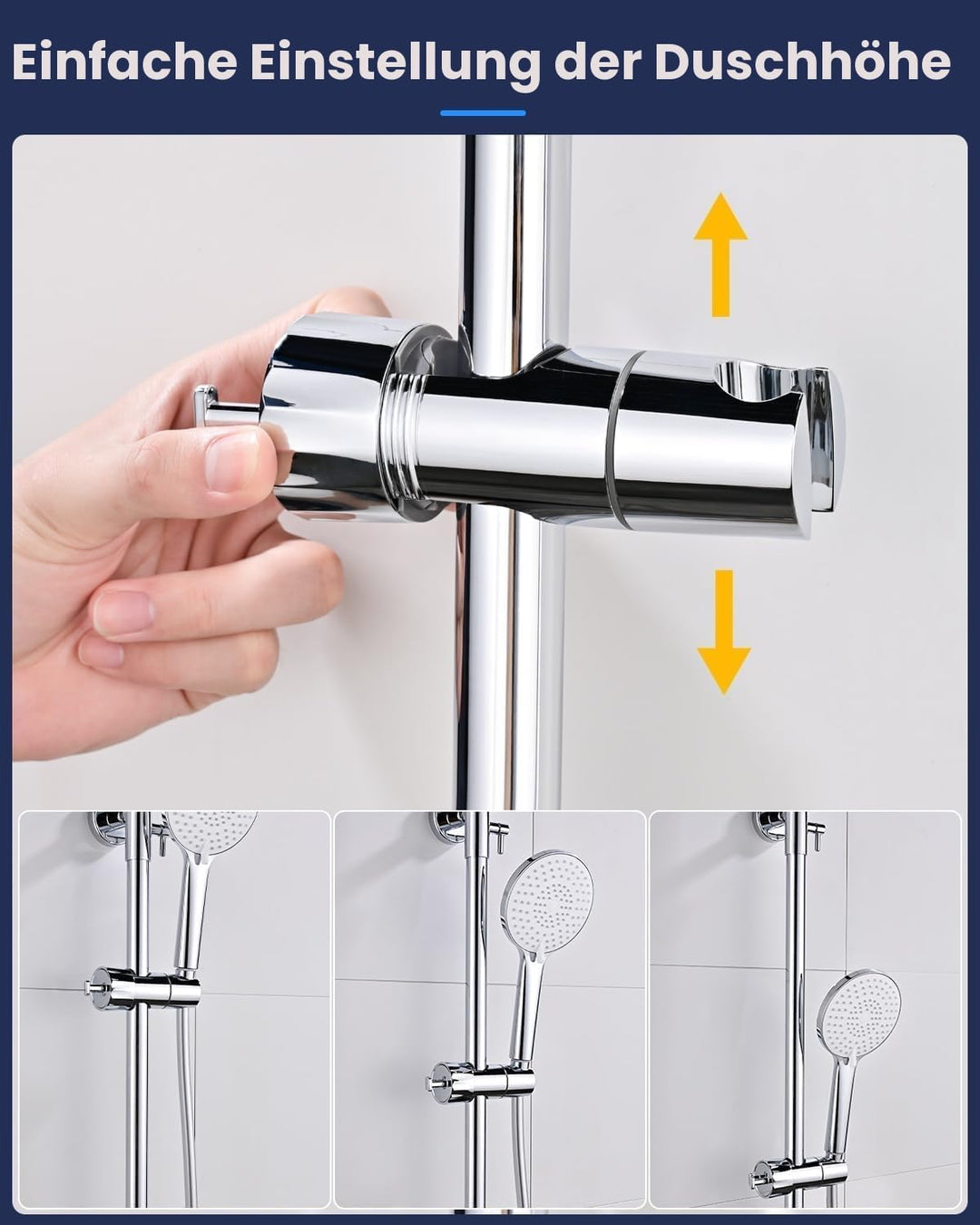 YEAUPE Universal Duschkopf Handbrause Halterung - Brausehalter ohne Bohren, Verstellbar Duschhalteru