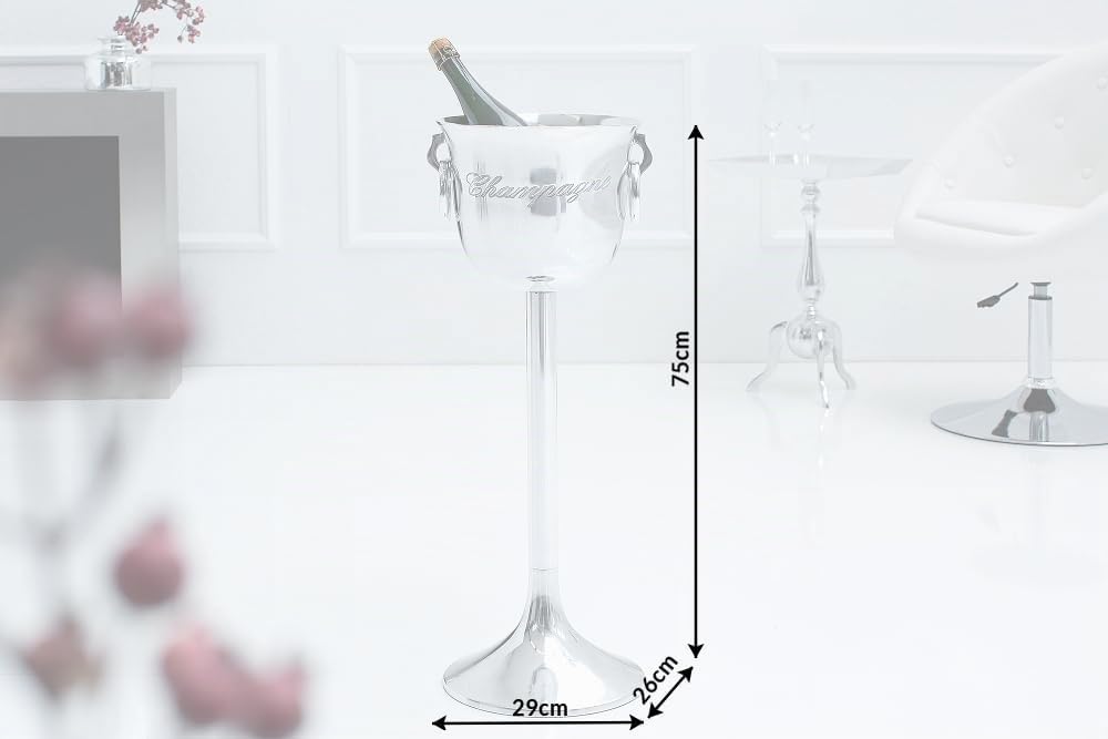 Riess Ambiente eleganter Sektkühler Champagne 75cm Silber poliert Flaschenkühler Flaschenhalter Flas