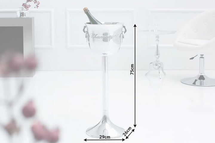 Riess Ambiente eleganter Sektkühler Champagne 75cm Silber poliert Flaschenkühler Flaschenhalter Flas