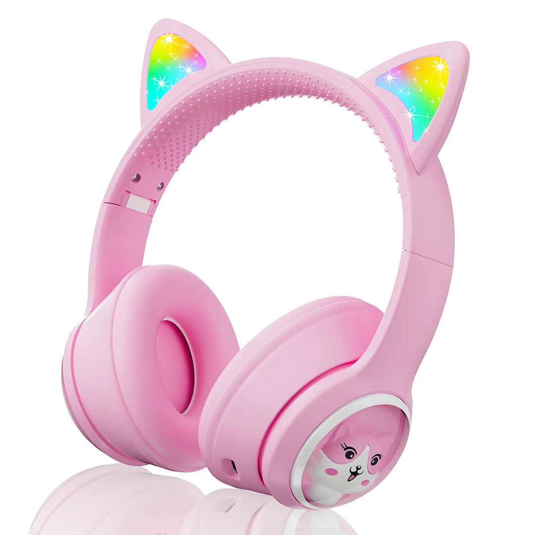 Bluetooth Kopfhörer Kinder, Faltbar 85dB Mädchen Kopfhörer Over Ear, Kabellos Kinderkopfhörer mit LE