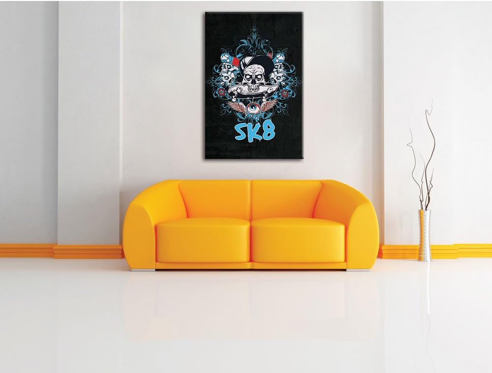 Dark Everything is sk8 black Bild auf Leinwand, XXL riesige Bilder fertig gerahmt mit Keilrahmen, Ku