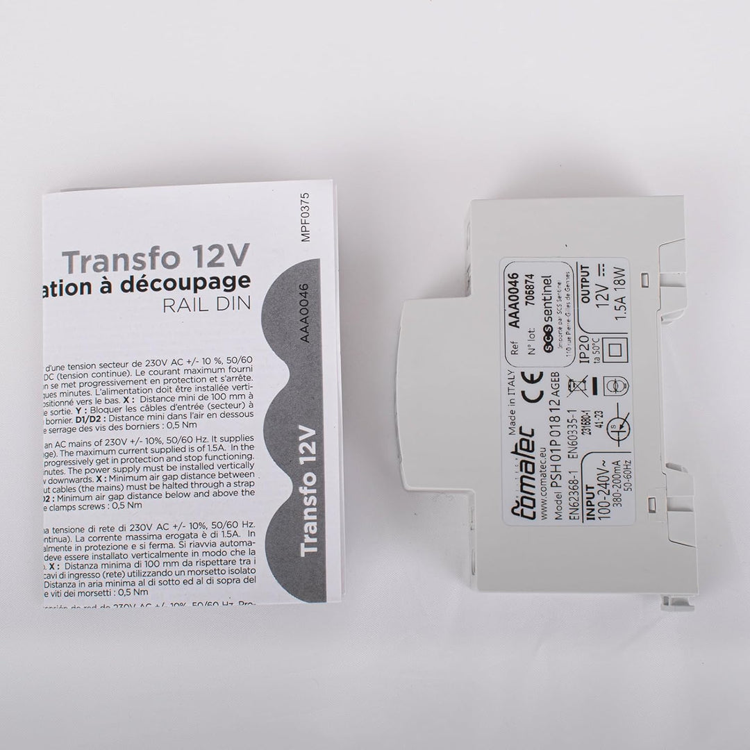 SCS Sentinel, AAA0046, Netztransformator 12V, Schaltnetzteil DIN-RAIL, Netzteil, Ideal für den Betri