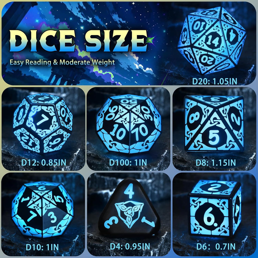 ZHOORQI DND Würfel Set, 7 Pcs LED Dice Wiederaufladbar mit Ladebox, Dungeons and Dragons Würfelset P