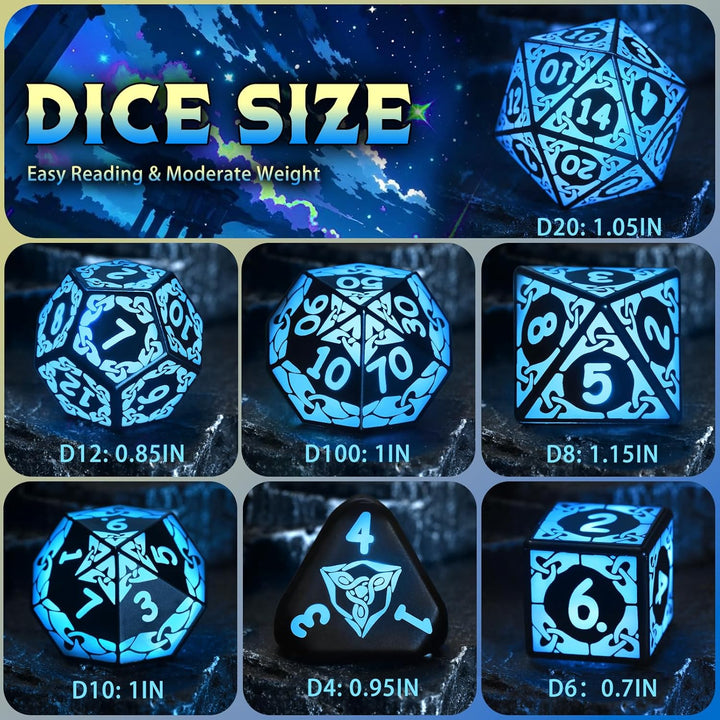 ZHOORQI DND Würfel Set, 7 Pcs LED Dice Wiederaufladbar mit Ladebox, Dungeons and Dragons Würfelset P