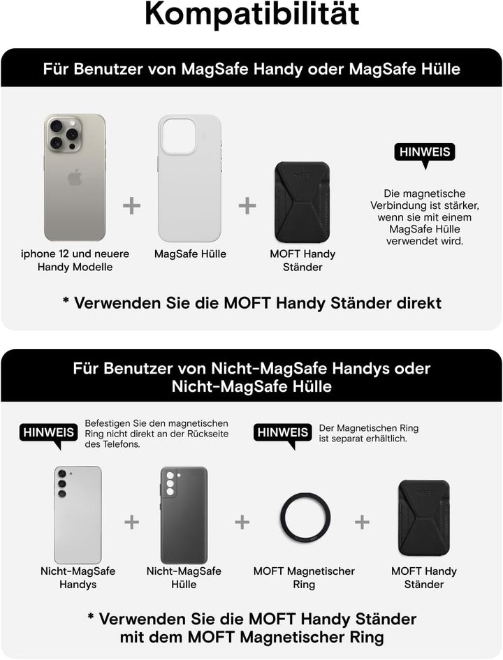 MOFT Magnetischer Handy Wallet Ständer, Veganem Leder Kartenhalter Stand Kompatibel mit Magsafe iPho