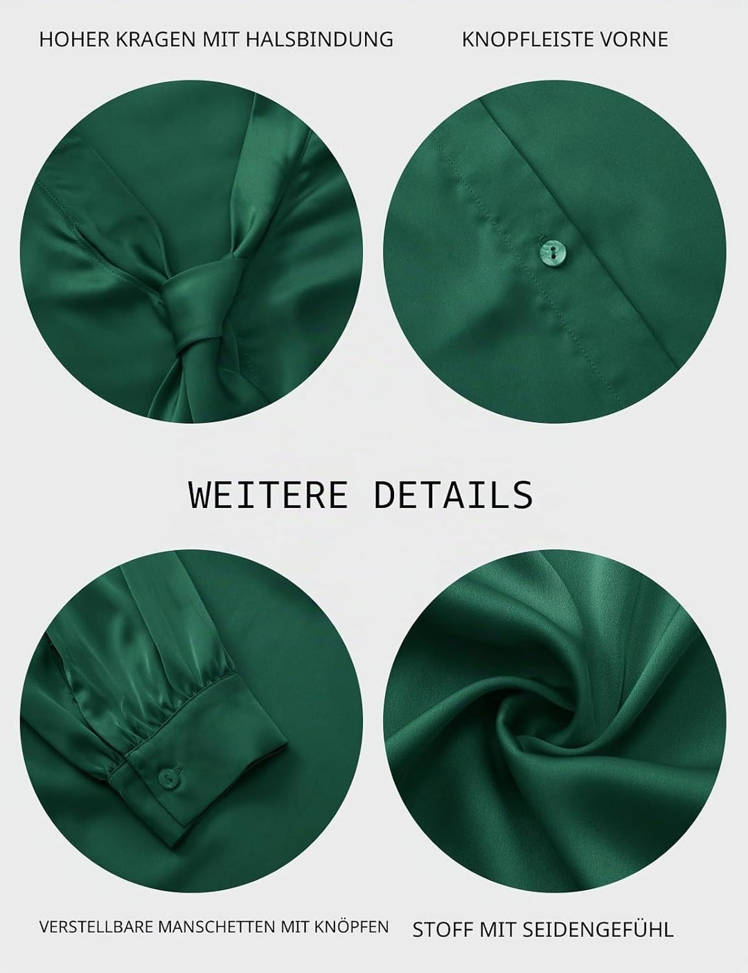 Tapata Bluse Damen Elegant Satin Button Down Hemd mit Schleife Female Hemdblus Langarm Business Lang