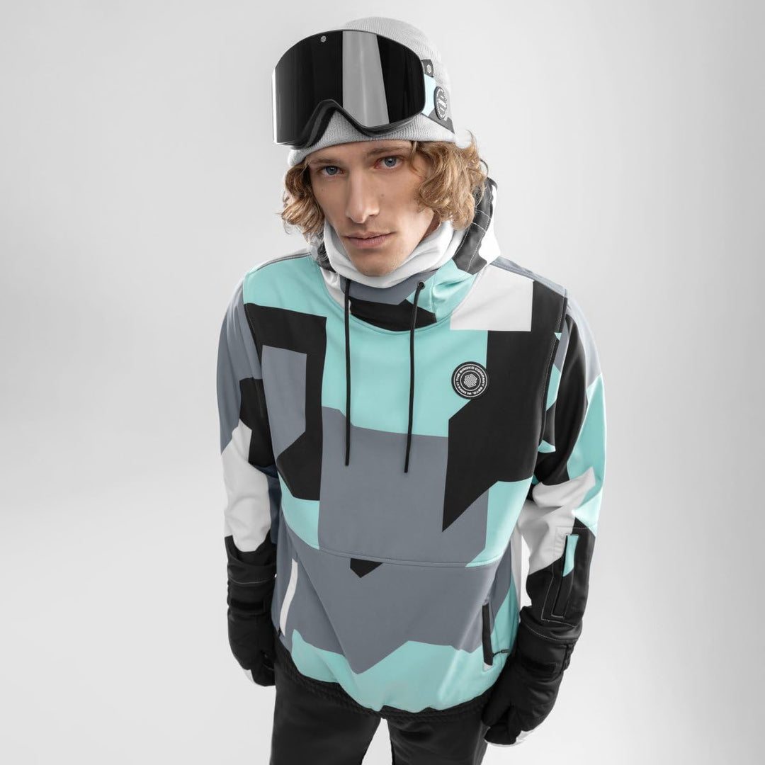 SIROKO W1 Ski- & Snowboardjacke Herren Wasserdicht Wärmeschutz Fronttasche Wintersport XS Türkis/Gra