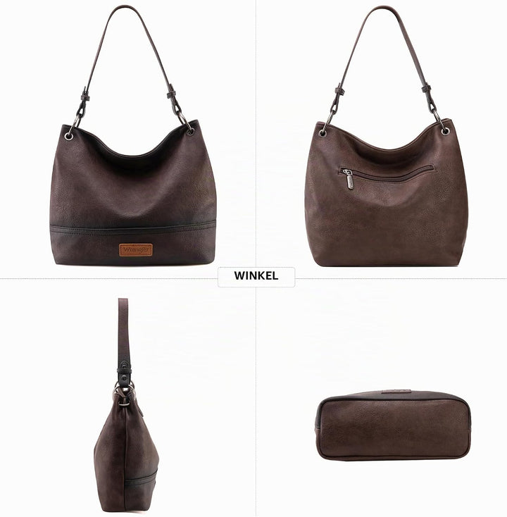 Wrangler Hobo-Taschen für Damen, veganes Leder, Griff oben, Schultertaschen und Handtaschen Mit Gurt