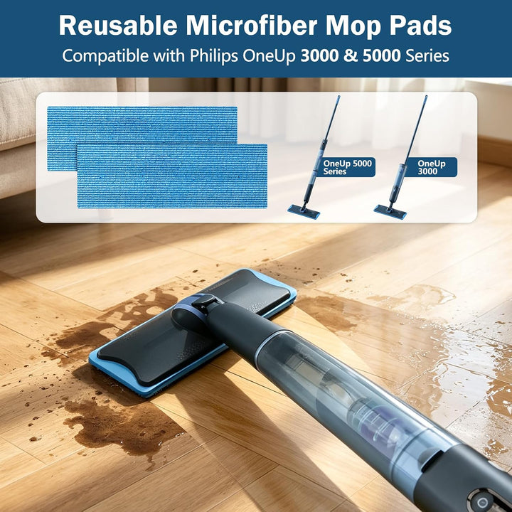 Wiederverwendbare Ersatz-Mopp-Pads, kompatibel mit Philips OneUp 3000 &amp; 5000 Serie Mop, waschbare Mi