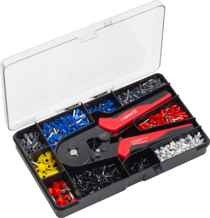 Meister Crimpzangen-Set 1200-teilig – Polypropylen | Inklusive Aderendhülsen – Vierkant-Crimpung – C