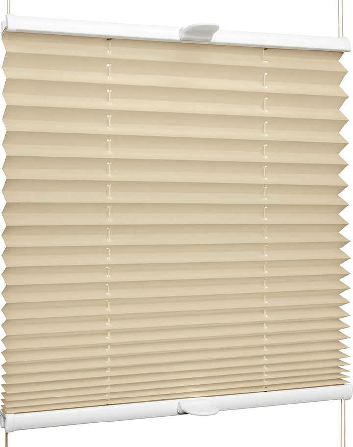 SchattenFreude Klemmfix-Plissee für Fenster | Mit Klemm-Haltern | Ohne Bohren | Beige, Breite: 135cm